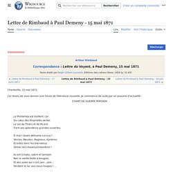 Lettre de Rimbaud à Paul Demeny - 15 mai 1871