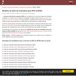 Lettres de motivation BTS - BTSA : 80 modèles gratuits