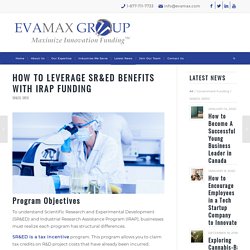 How to leverage SR&ED benefits with IRAP funding