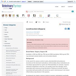 Levetiracetam (Keppra) - Veterinary Partner - VIN