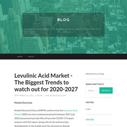 Levulinic Acid Market - The Biggest Trends to watch out for 2020-2027