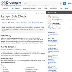 Lexapro Side Effects in Detail - Drugs.com
