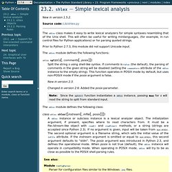 23.2. shlex — Simple lexical analysis