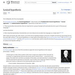 Lexical hypothesis - Wikipedia