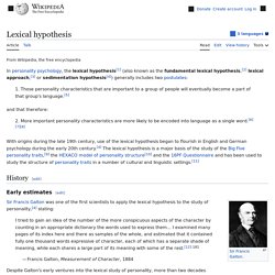 Lexical hypothesis - Wikipedia