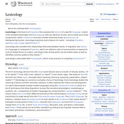 Lexicology - Wikipedia