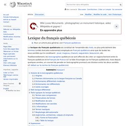 Lexique du français québécois