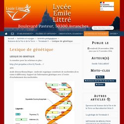 Lexique de génétique - Lycée Emile Littré
