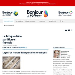 Le lexique d'une partition en français
