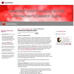 Zimmerman's Research Guide - American Law Reports (ALR)