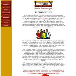 G. & J. Leyshon & Sons Pty. Ltd. - Introduction