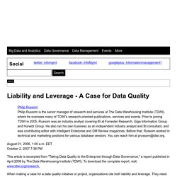 Liability and Leverage - A Case for Data Quality