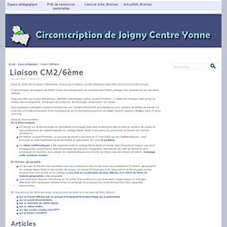 Liaison CM2/6ème - Circonscription de Joigny Centre Yonne
