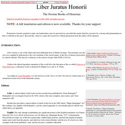 Liber Juratus Honorii, or the Sworn Book of Honorius