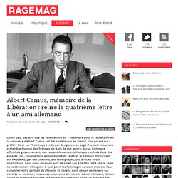 Albert Camus, mémoire de la Libération : relire la quatrième lettre à un ami allemand