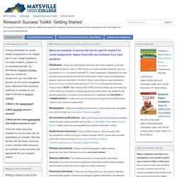 Getting Started - Research Success Toolkit - LibGuides at Maysville Community and Technical College