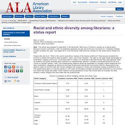 Racial and Ethnic Diversity Among Librarians: A Status Report (1998)