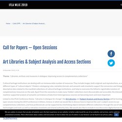 Art Libraries & Subject Analysis and Access Sections - IFLA WLIC 2019