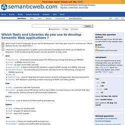 Which Tools and Libraries do you use to develop Semantic Web applications ?