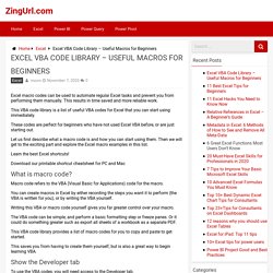 Excel VBA Code Library – Useful Macros for Beginners – ZingUrl.com