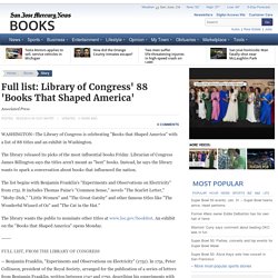 Full list: Library of Congress' 88 'Books That Shaped America'