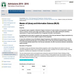 Master of Library and Information Science — TISS Admissions Website