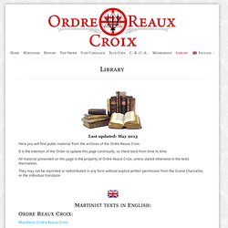 The Martinist Order Ordre Reaux Croix