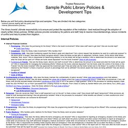 Sample Public Library Policies & Policy Development Help