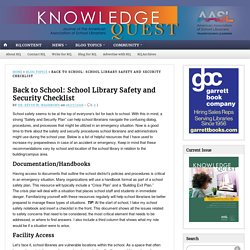 Back to School: School Library Safety and Security Checklist