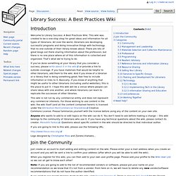 Library Success: A Best Practices Wiki