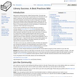 Library Success: A Best Practices Wiki - Library Success: A Best Practices Wiki