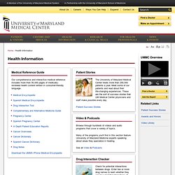 University of Maryland - Medical Reference Pages