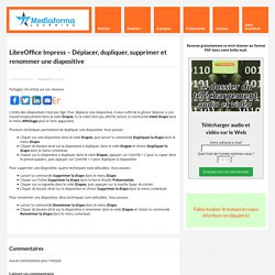LibreOffice Impress - Déplacer, dupliquer, supprimer et renommer une diapositive