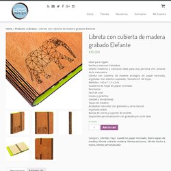 Libreta con cubierta de madera grabado Elefante - DAS design