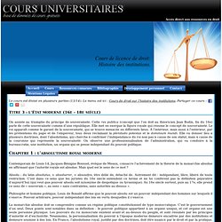 Licence de droit, cours d'histoire des institutions
