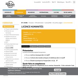 Licence Humanités - Université Paul Valery