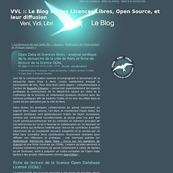 Open Data et licences libres : analyse juridique de la démarche de la ville de Paris et fiche de lecture de la licence ODbL