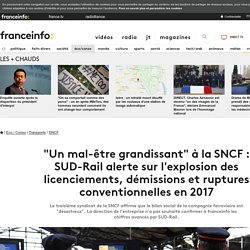 "Un mal-être grandissant" à la SNCF : SUD-Rail alerte sur l'explosion des licenciements, démissions et ruptures conventionnelles en 2017