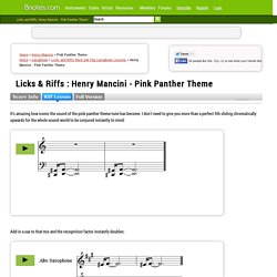 Licks and Riffs Henry ManciniPink Panther Theme Free Sheet Music Riff