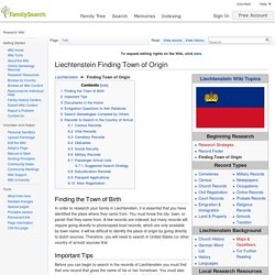 Liechtenstein Finding Town of Origin Genealogy - FamilySearch Wiki