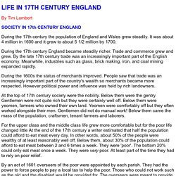Life In The 17th Century