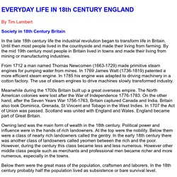 Life In The 18th century