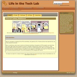 Life in the Tech Lab: Internet Safety Webquest