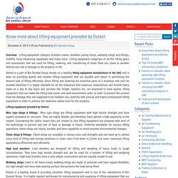 Know more about lifting equipment provided by Dutest
