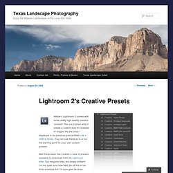 Lightroom 2′s Creative Presets