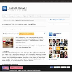 A big pack of free Lightroom presets from William