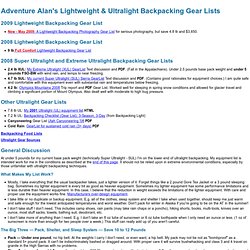Adventure Alan's Lightweight & Ultralight Backpacking Gear Lists