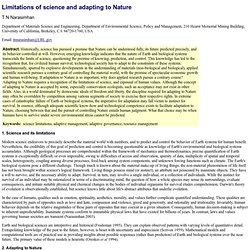 Limitations of science and adapting to Nature