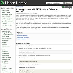Limiting Access with SFTP Jails on Debian and Ubuntu