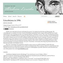 Lincolniana in 1996